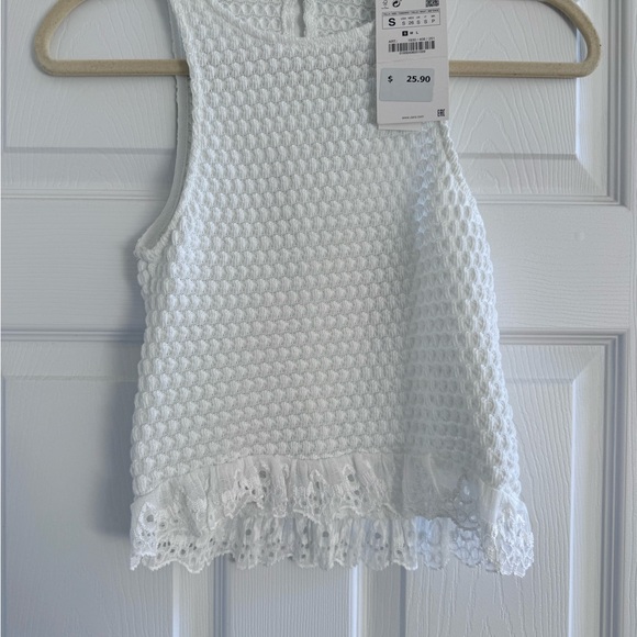 Zara white top fringe size small - Picture 2 of 5